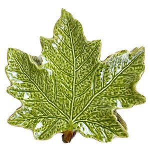 CHRIS MADDEN Green Harvest Leaf Ceramic Plate Dish 9x9” Table Decor Lot Of 6-NEW